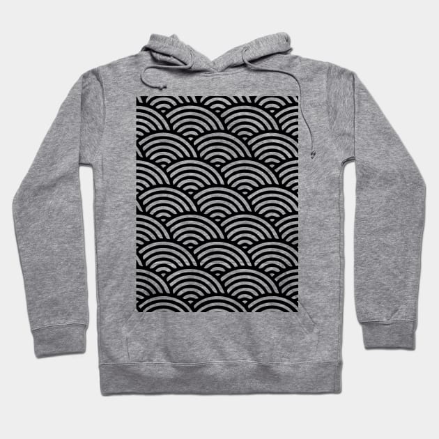 Japanese Wave Seamless Pattern, Black And White Hoodie by hichamArt